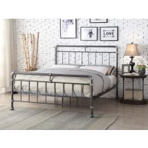 Flintshire Cilcain Black and Silver Metal Bed Frame - 5ft King Size