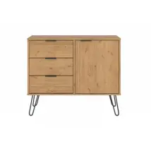 Core Augusta Waxed Pine Small Sideboard with 1 Door 3 Drawers