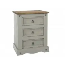 Core Corona Grey and Pine 3 Drawer Bedside Table