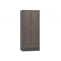 Seconique Nevada Black 2 Door 1 Drawer Double Wardrobe