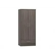 Seconique Nevada Black 2 Door 1 Drawer Double Wardrobe