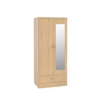 Seconique Nevada Sonoma Oak 2 Door 1 Drawer Mirrored Wardrobe
