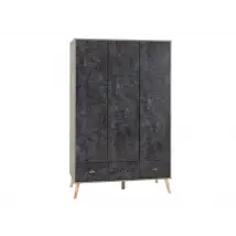 Seconique Nordic Concrete Effect 3 Door 3 Drawer Wardrobe