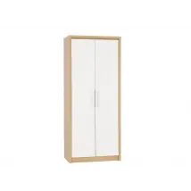 Seconique Seville White High Gloss and Oak 2 Door Double Wardrobe