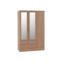 Seconique Nevada Rustic Oak 3 Door 2 Drawer Mirrored Triple Wardrobe