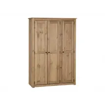 Seconique Panama Waxed Pine 3 Door Wardrobe