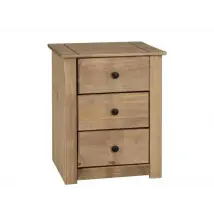 Seconique Panama Waxed Pine 3 Drawer Bedside Table