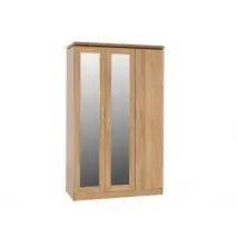 Seconique Charles Oak 3 Door Mirrored Triple Wardrobe