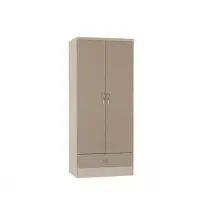 Seconique Nevada Oyster Gloss and Oak 2 Door 1 Drawer Wardrobe
