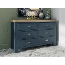 ASC Hudson Oak and Blue 33 Drawer Chest of Drawers