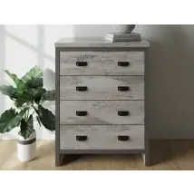 GFW Boston Grey Wood Effect 4 Drawer Chest of Drawers