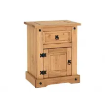 Seconique Corona Pine 1 Door 1 Drawer Bedside Table