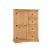 Seconique Corona Pine 1 Door 4 Drawer Childrens Wardrobe