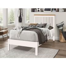 Time Living Ascot White and Oak Wooden Bed Frame - 3ft Single