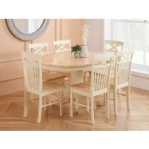 Birlea Chatsworth Cream and Oak Extending Dining Table and 6 Chair Set