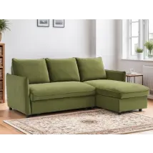 Kyoto Blaire Olive Velvet Corner Sofa Bed