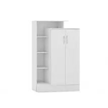 Seconique Nevada White High Gloss 2 Door Shelving Wardrobe
