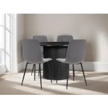 Birlea Axel Round Black Dining Table and 4 Chair Set