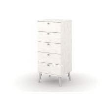 Core Augusta Curve White 5 Drawer Narrow Chest of Drawers