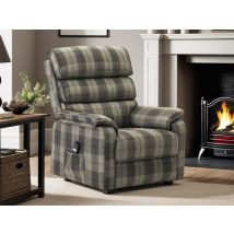 TGC Lewis Single Motor Grey Tartan Fabric Riser Recliner Chair