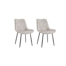 TGC Gemma Set of 2 Cream Velvet Fabric Dining Chairs