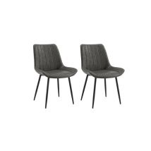 TGC Gemma Set of 2 Grey Faux Leather Dining Chairs