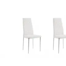 TGC Sara Set of 6 White Faux Leather Dining Chairs with Silver Legs