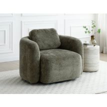 Kyoto Mitch Distressed Olive Chenille Fabric Swivel Chair