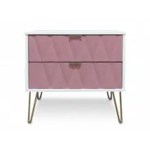 ASC Diana Kobe Pink and White 2 Drawer Midi Chest of Drawers Assembled