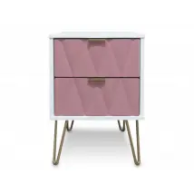 ASC Diana Kobe Pink and White 2 Drawer Small Bedside Table Assembled