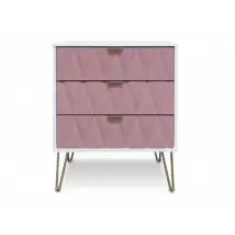ASC Diana Kobe Pink and White 3 Drawer Midi Chest of Drawers Assembled