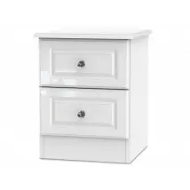 Welcome Balmoral White High Gloss 2 Drawer Small Bedside Table Assembled