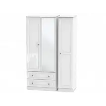 Welcome Balmoral White High Gloss 3 Door 2 Drawer Mirrored Triple Wardrobe Assembled