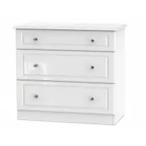 Welcome Balmoral White High Gloss 3 Drawer Deep Low Chest of Drawers Assembled