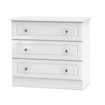 Welcome Balmoral White High Gloss 3 Drawer Low Chest of Drawers Assembled