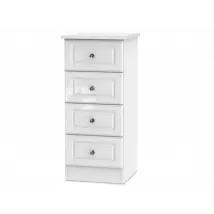 Welcome Balmoral White High Gloss 4 Drawer Narrow Chest of Drawers Assembled