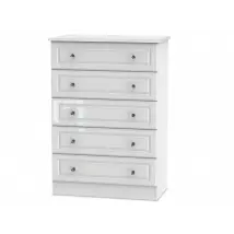 Welcome Balmoral White High Gloss 5 Drawer Chest of Drawers Assembled