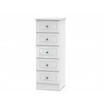 Welcome Balmoral White High Gloss 5 Drawer Tall Narrow Chest of Drawers Assembled