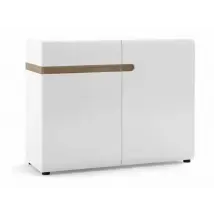 Furniture To Go Chelsea White High Gloss and Oak 1 Drawer 2 Door Wide Sideboard