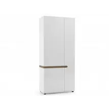 Furniture To Go Chelsea White High Gloss and Oak 2 Door Double Wardrobe
