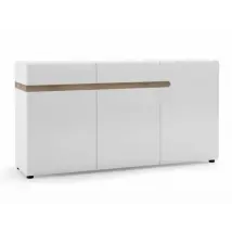 Furniture To Go Chelsea White High Gloss and Oak 2 Drawer 3 Door Sideboard