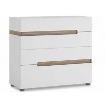 Furniture To Go Chelsea White High Gloss and Oak 4 Drawer Chest of Drawers