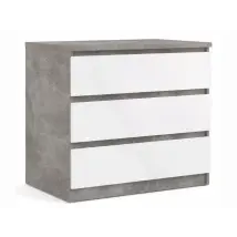 Furniture To Go Naia Grey and White High Gloss 3 Drawer Chest of Drawers
