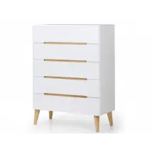 Julian Bowen Alicia White and Oak 5 Drawer Chest of Drawers