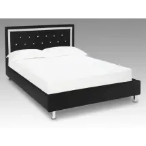 LPD Crystalle 5ft King Size Black Faux Leather Bed Frame