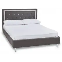 LPD Crystalle 5ft King Size Grey Faux Leather Bed Frame
