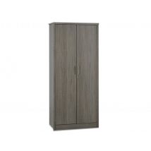 Seconique Lisbon Black Wood Grain Effect 2 Door Double Wardrobe