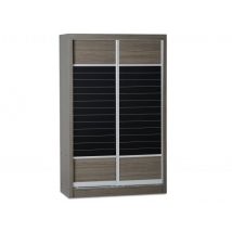 Seconique Lisbon Black Wood Grain Effect Sliding Door Double Wardrobe
