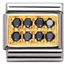Nomination 18ct Gold and Black Cubic Zirconia Classic Charm - Stainless Steel
