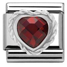 Nomination Red Cubic Zirconia Faceted Heart Charm